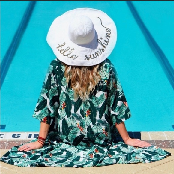 Rachel Zoe Palm Leaf Print Kimono Coverup - Picture 2 of 11